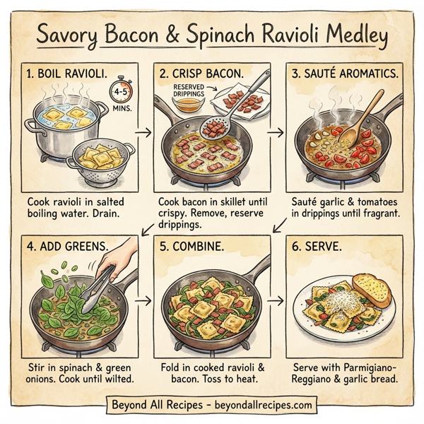 Savory Bacon & Spinach Ravioli Medley instructions
