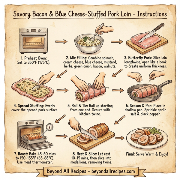 Savory Bacon and Blue Cheese-Stuffed Pork Loin instructions