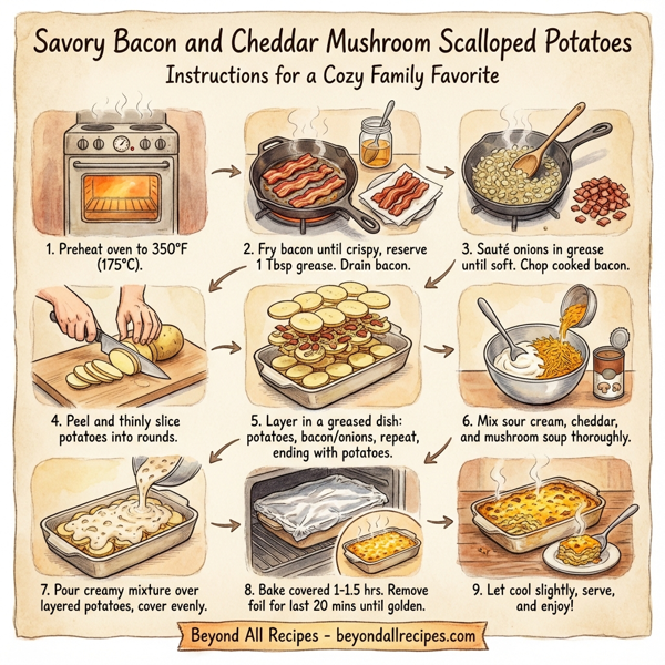 Savory Bacon and Cheddar Mushroom Scalloped Potatoes instructions