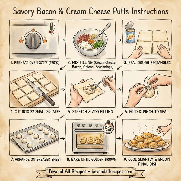Savory Bacon and Cream Cheese Puffs instructions