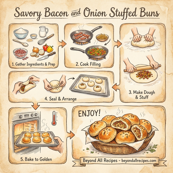 Savory Bacon and Onion Stuffed Buns instructions