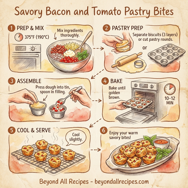 Savory Bacon and Tomato Pastry Bites instructions