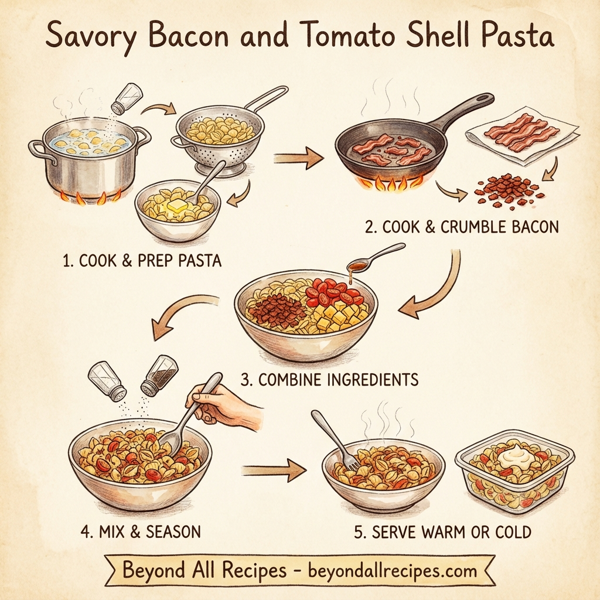 Savory Bacon and Tomato Shell Pasta instructions