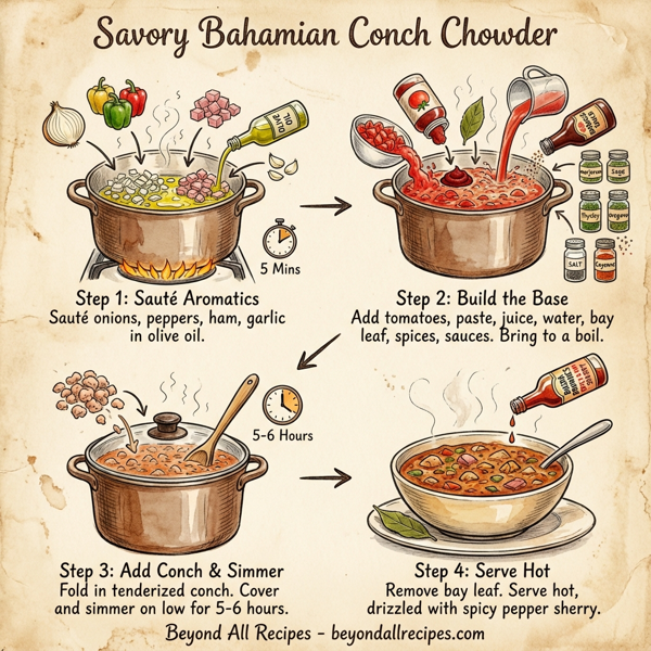 Savory Bahamian Conch Chowder instructions