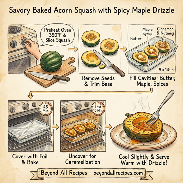 Savory Baked Acorn Squash with Spicy Maple Drizzle instructions