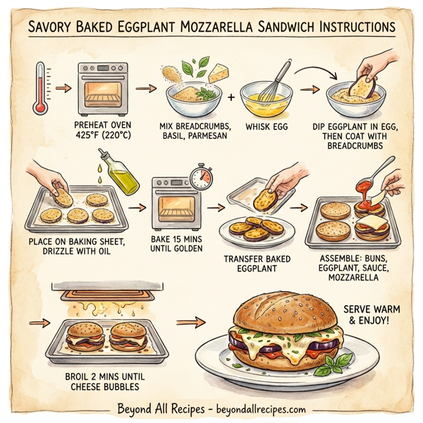 Savory Baked Eggplant Mozzarella Sandwich instructions