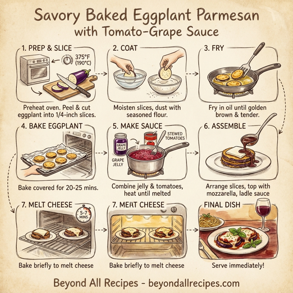 Savory Baked Eggplant Parmesan with Tomato-Grape Sauce instructions