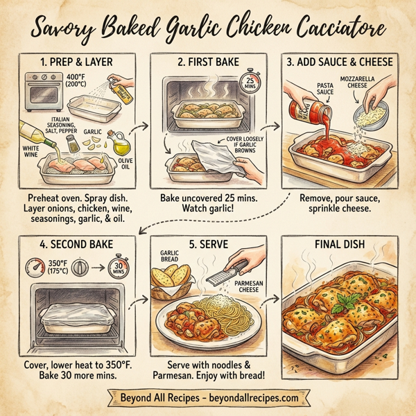 Savory Baked Garlic Chicken Cacciatore instructions