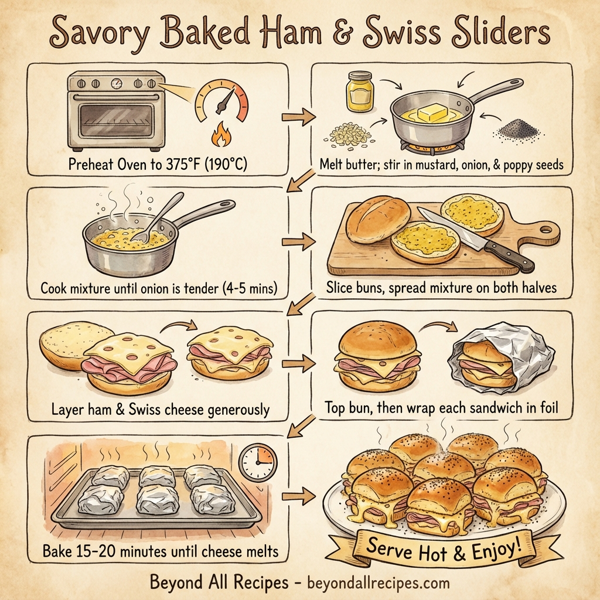 Savory Baked Ham and Swiss Sliders instructions