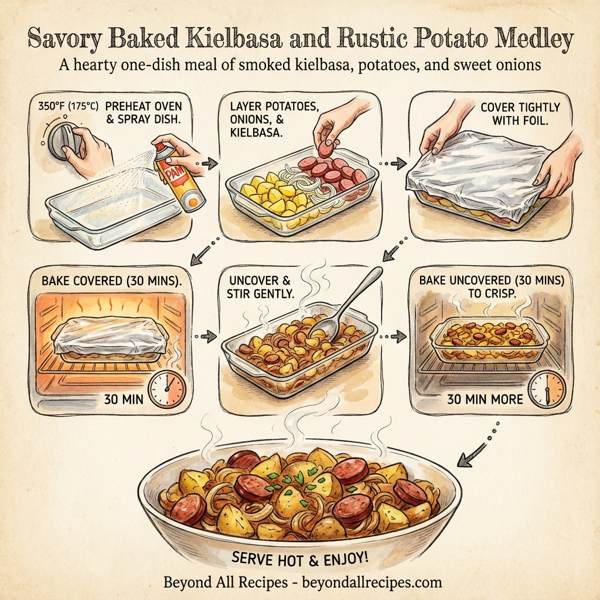 Savory Baked Kielbasa and Rustic Potato Medley instructions
