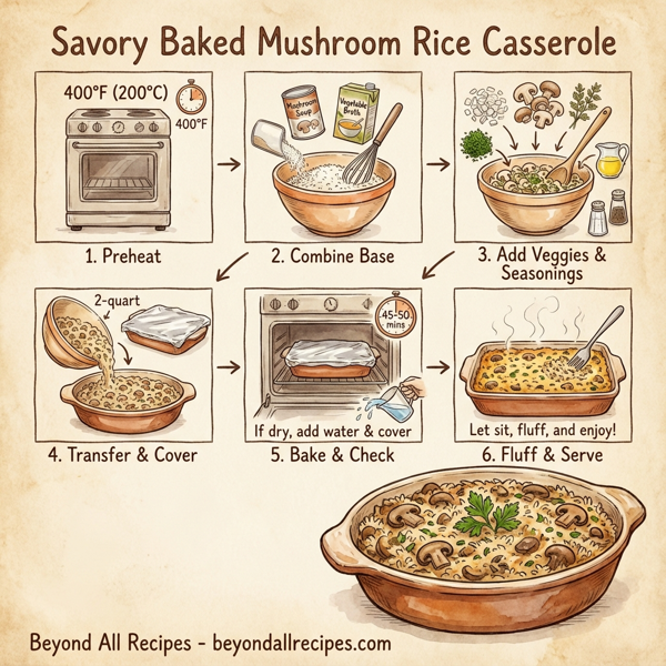 Savory Baked Mushroom Rice Casserole instructions