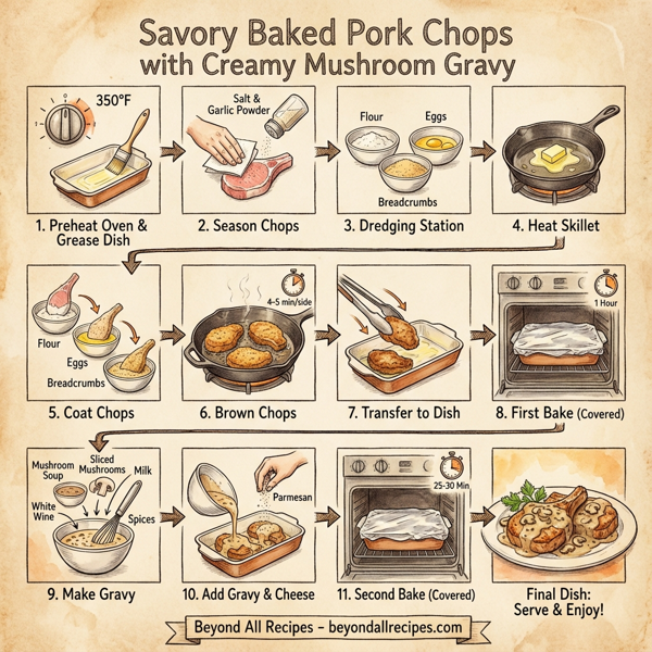 Savory Baked Pork Chops with Creamy Mushroom Gravy instructions