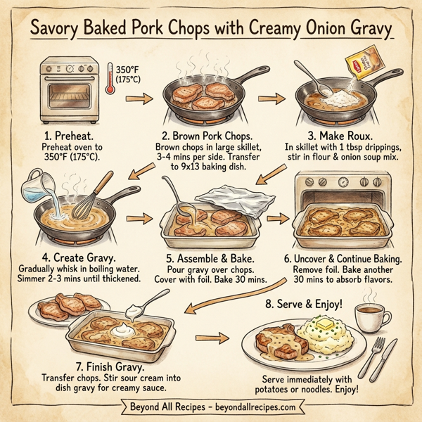 Savory Baked Pork Chops with Creamy Onion Gravy instructions