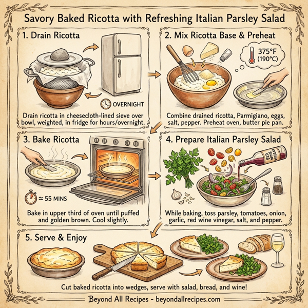 Savory Baked Ricotta with Refreshing Italian Parsley Salad instructions