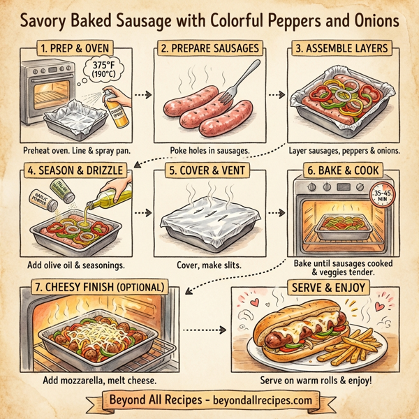 Savory Baked Sausage with Colorful Peppers and Onions instructions