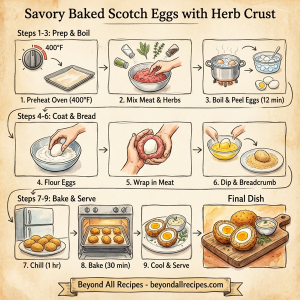 Savory Baked Scotch Eggs with Herb Crust instructions