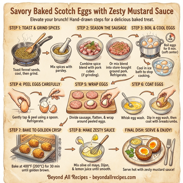 Savory Baked Scotch Eggs with Zesty Mustard Sauce instructions