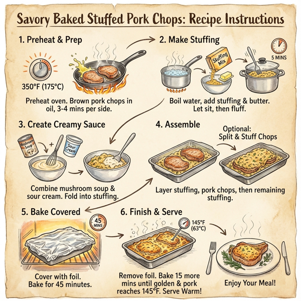Savory Baked Stuffed Pork Chops instructions