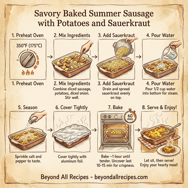 Savory Baked Summer Sausage with Potatoes and Sauerkraut instructions