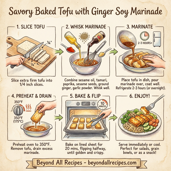 Savory Baked Tofu with Ginger Soy Marinade instructions