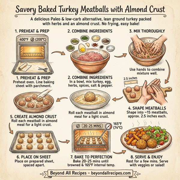 Savory Baked Turkey Meatballs with Almond Crust instructions