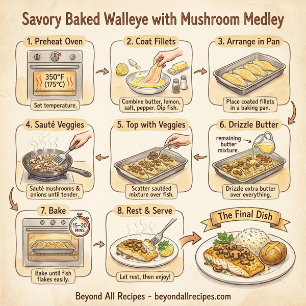 Savory Baked Walleye with Mushroom Medley instructions