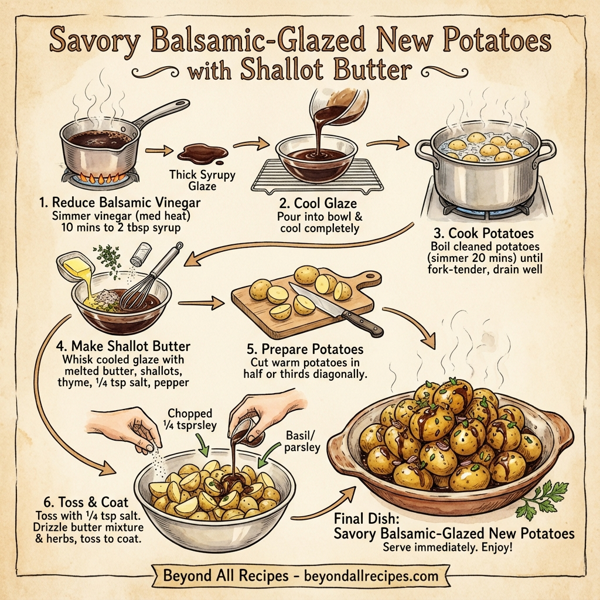 Savory Balsamic-Glazed New Potatoes with Shallot Butter instructions