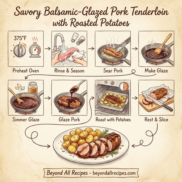 Savory Balsamic-Glazed Pork Tenderloin with Roasted Potatoes instructions