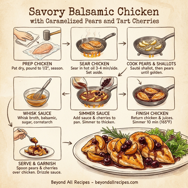 Savory Balsamic Chicken with Caramelized Pears and Tart Cherries instructions