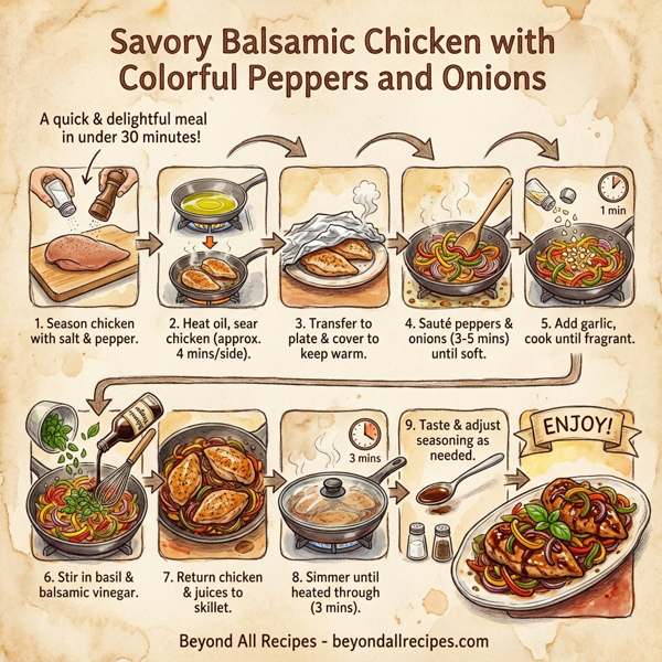 Savory Balsamic Chicken with Colorful Peppers and Onions instructions