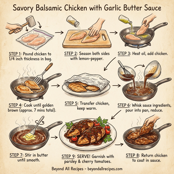 Savory Balsamic Chicken with Garlic Butter Sauce instructions