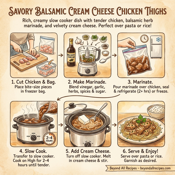 Savory Balsamic Cream Cheese Chicken Thighs instructions