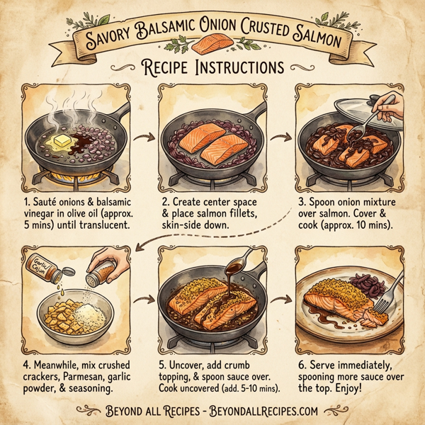 Savory Balsamic Onion Crusted Salmon instructions