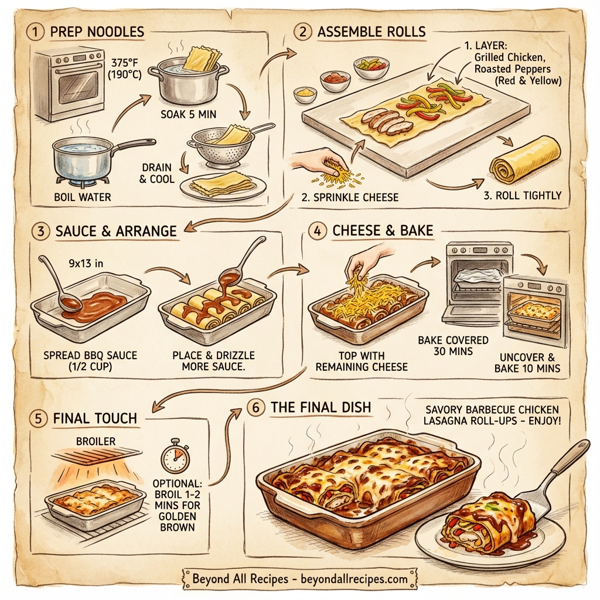 Savory Barbecue Chicken Lasagna Roll-Ups instructions