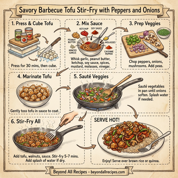 Savory Barbecue Tofu Stir-Fry with Peppers and Onions instructions