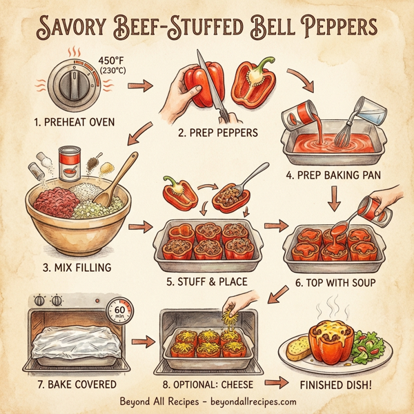 Savory Beef-Stuffed Bell Peppers instructions