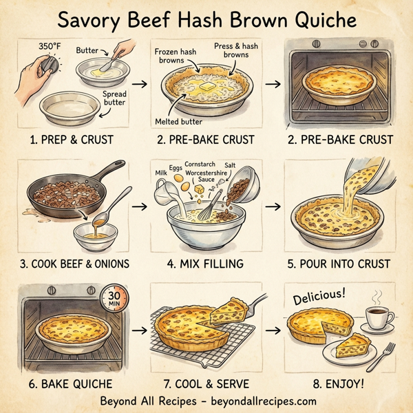 Savory Beef Hash Brown Quiche instructions