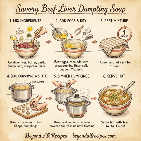 Savory Beef Liver Dumpling Soup instructions