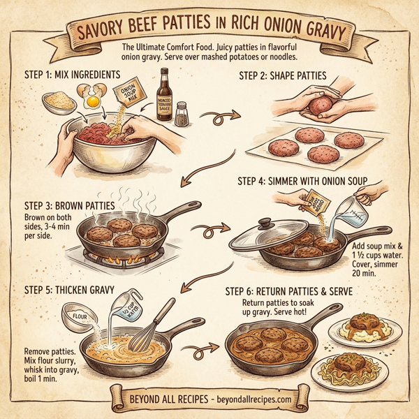 Savory Beef Patties in Rich Onion Gravy instructions