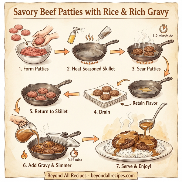 Savory Beef Patties with Rice and Rich Gravy instructions