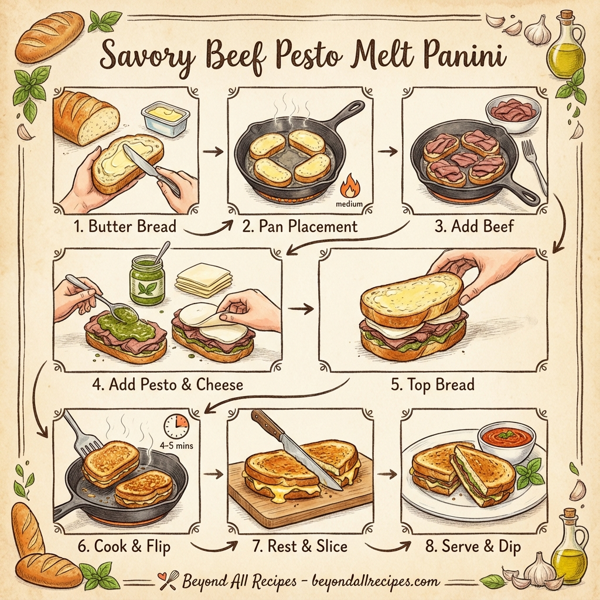 Savory Beef Pesto Melt Panini instructions