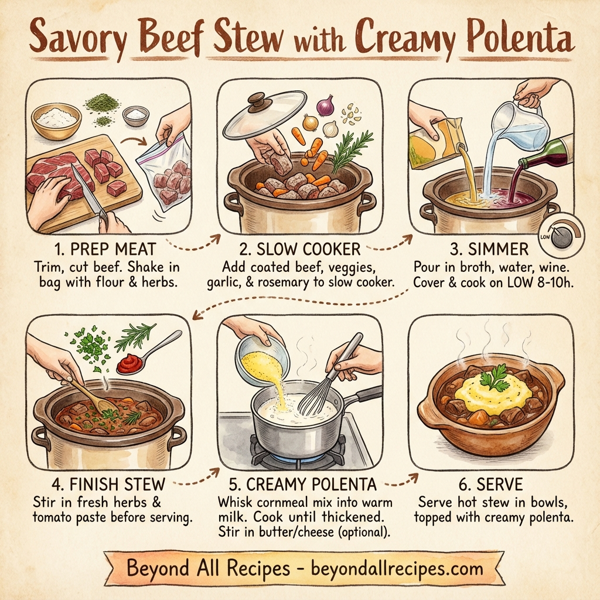 Savory Beef Stew with Creamy Polenta instructions