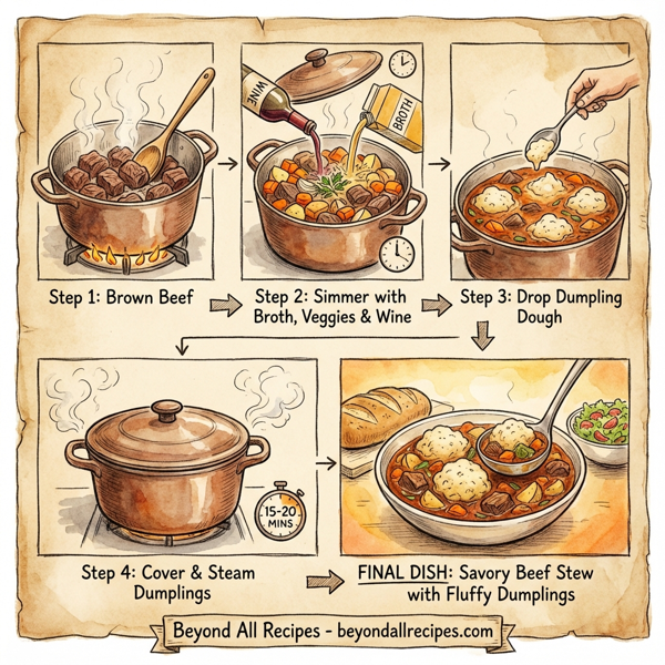 Savory Beef Stew with Fluffy Dumplings instructions