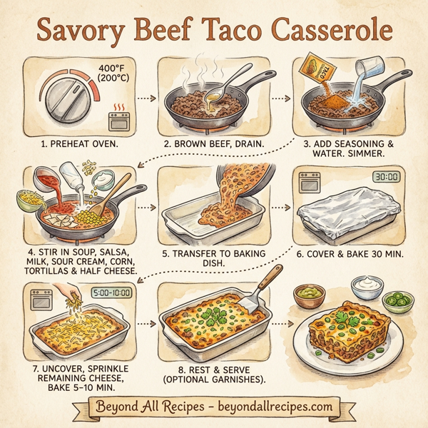Savory Beef Taco Casserole instructions