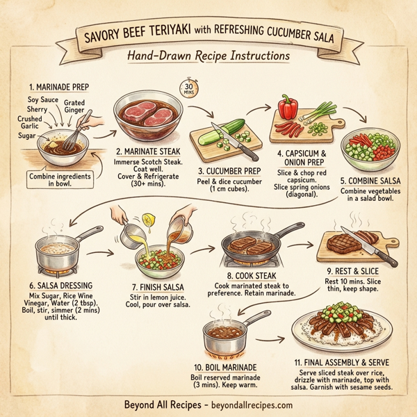 Savory Beef Teriyaki with Refreshing Cucumber Salsa instructions