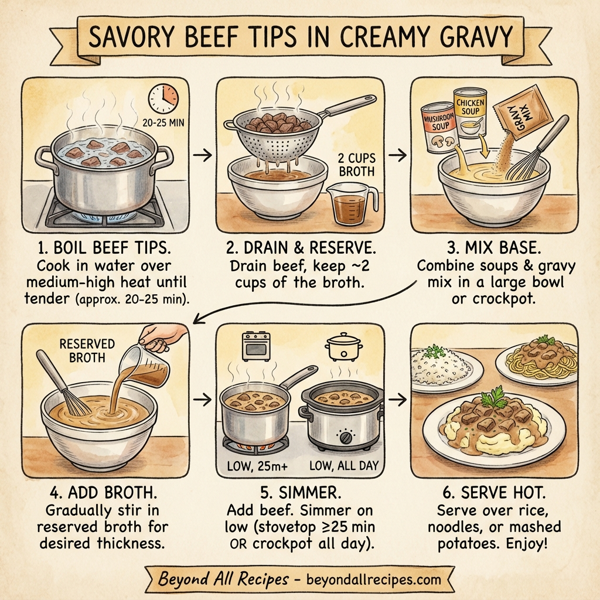 Savory Beef Tips in Creamy Gravy instructions