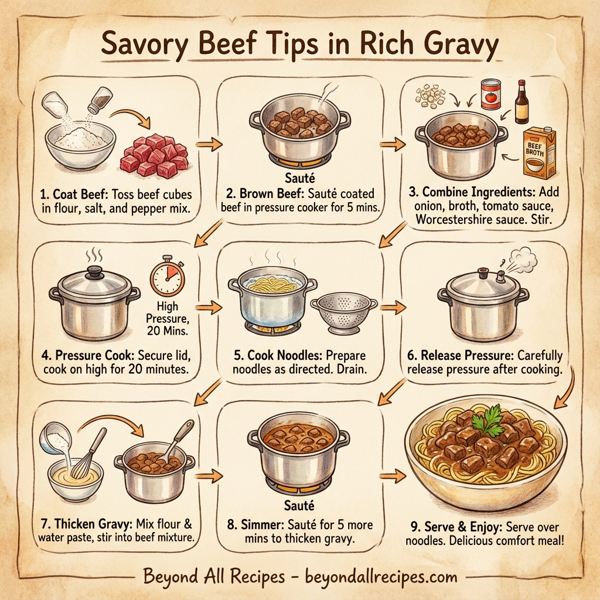 Savory Beef Tips in Rich Gravy instructions