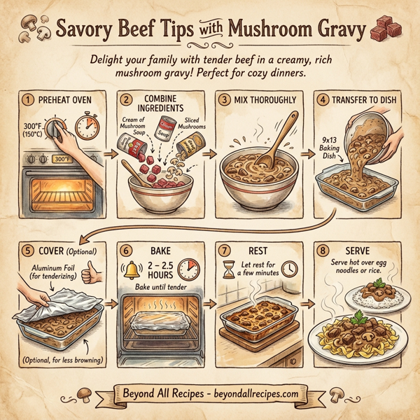 Savory Beef Tips with Mushroom Gravy instructions
