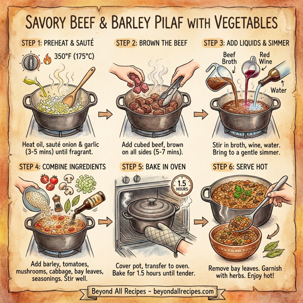 Savory Beef & Barley Pilaf with Vegetables instructions
