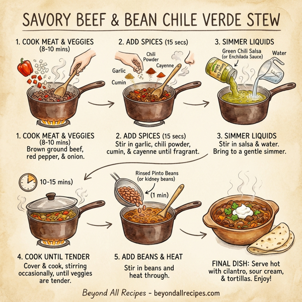 Savory Beef & Bean Chile Verde Stew instructions
